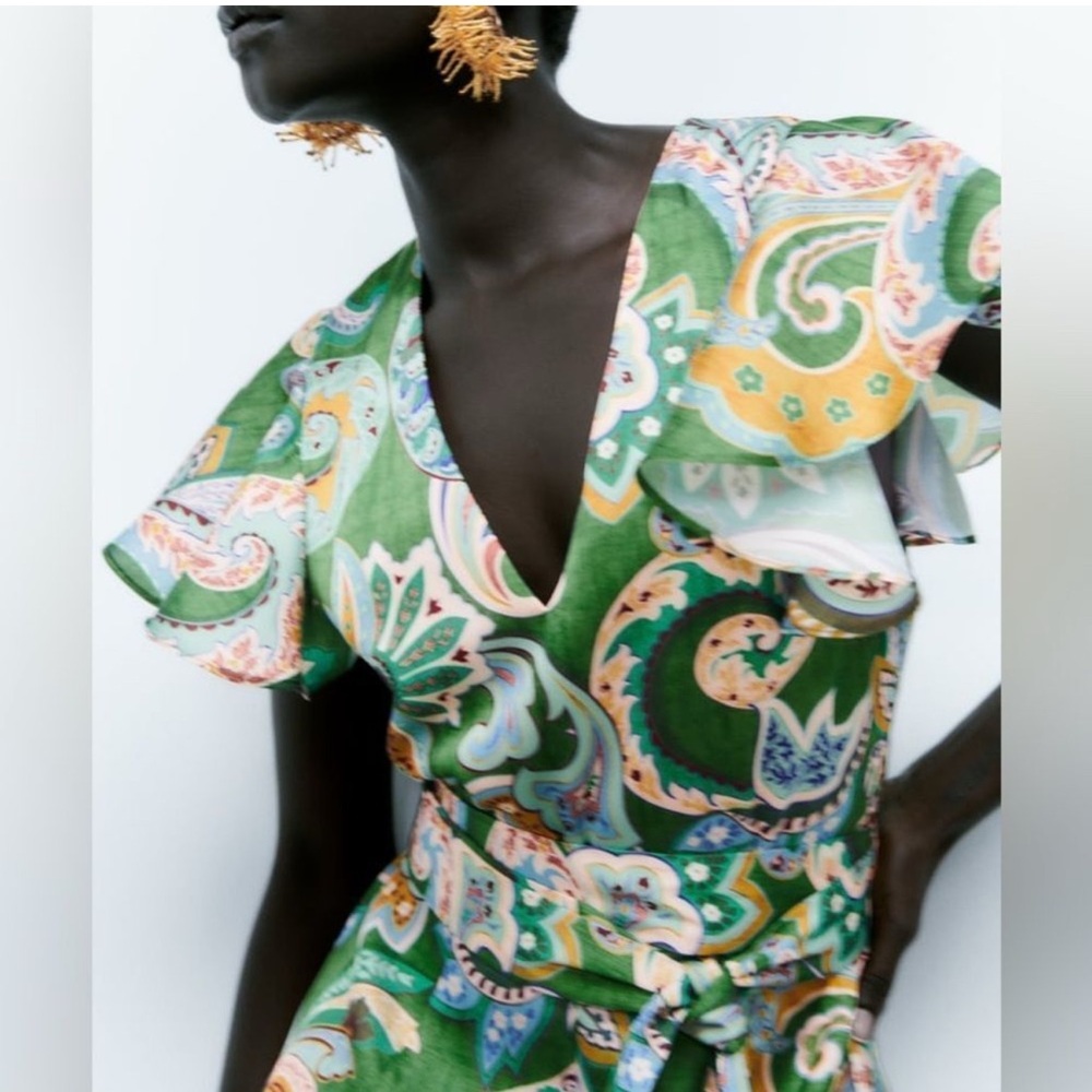 Zara Satin Floral Print Jumpsuit New